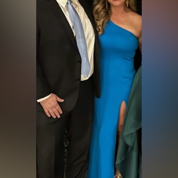 ASHLEY Lauren Blue One-Shoulder Dress Size 8 - Picture 3 of 3